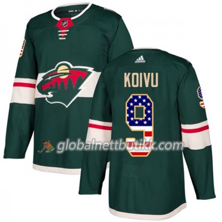 Minnesota Wild Hockeydrakt Mikko Koivu 9 2017-2018 USA Flag Fashion Grønn Adidas Authentic - Herre